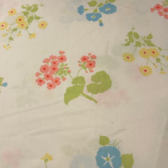 Set of 2 Vtg Wamsutta Superlin Muslin Sheet Floral Bright Cottage Core Queen - Picture 3 of 8